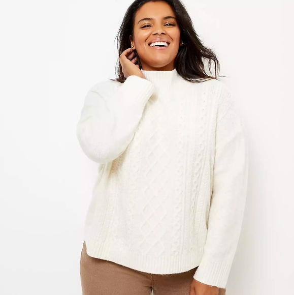 Heather Turtleneck Cable Sweater 
